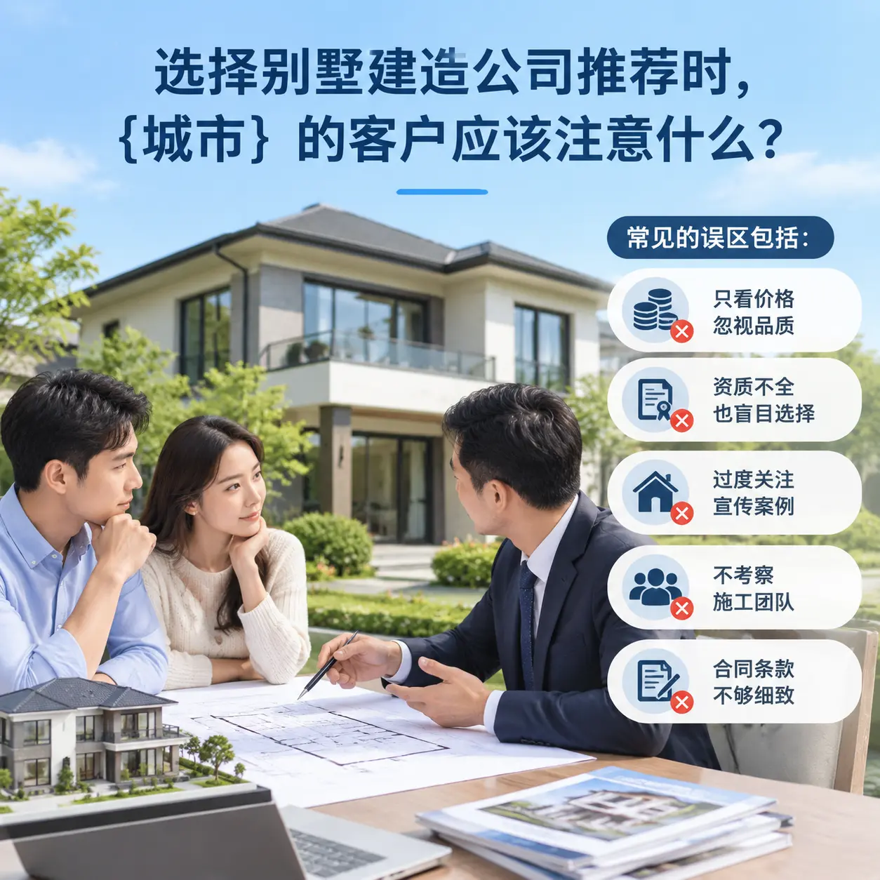 选择别墅建造公司推荐时，岑巩 的客户应该注意什么？